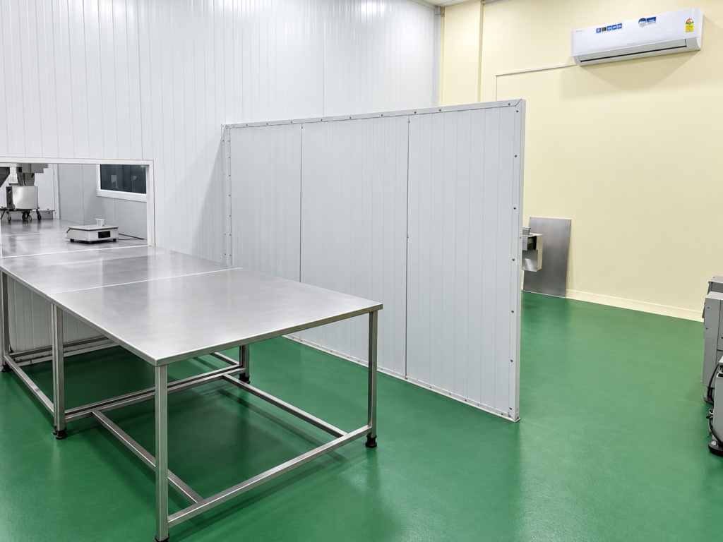 Stainless steel work area at the Aayuritz plant