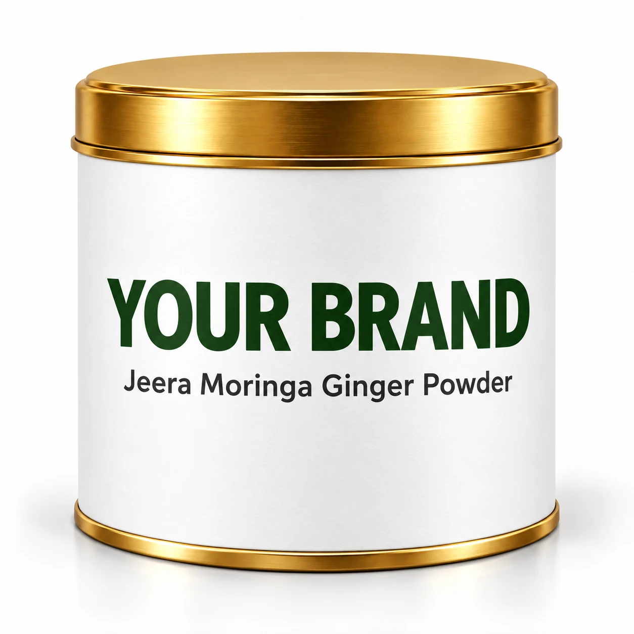 Jeera Moringa Ginger Powder pure white YOUR BRAND private-label packaging concept