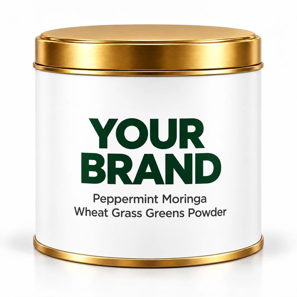 Peppermint Moringa Wheat Grass Greens Powder pure white YOUR BRAND private-label packaging concept