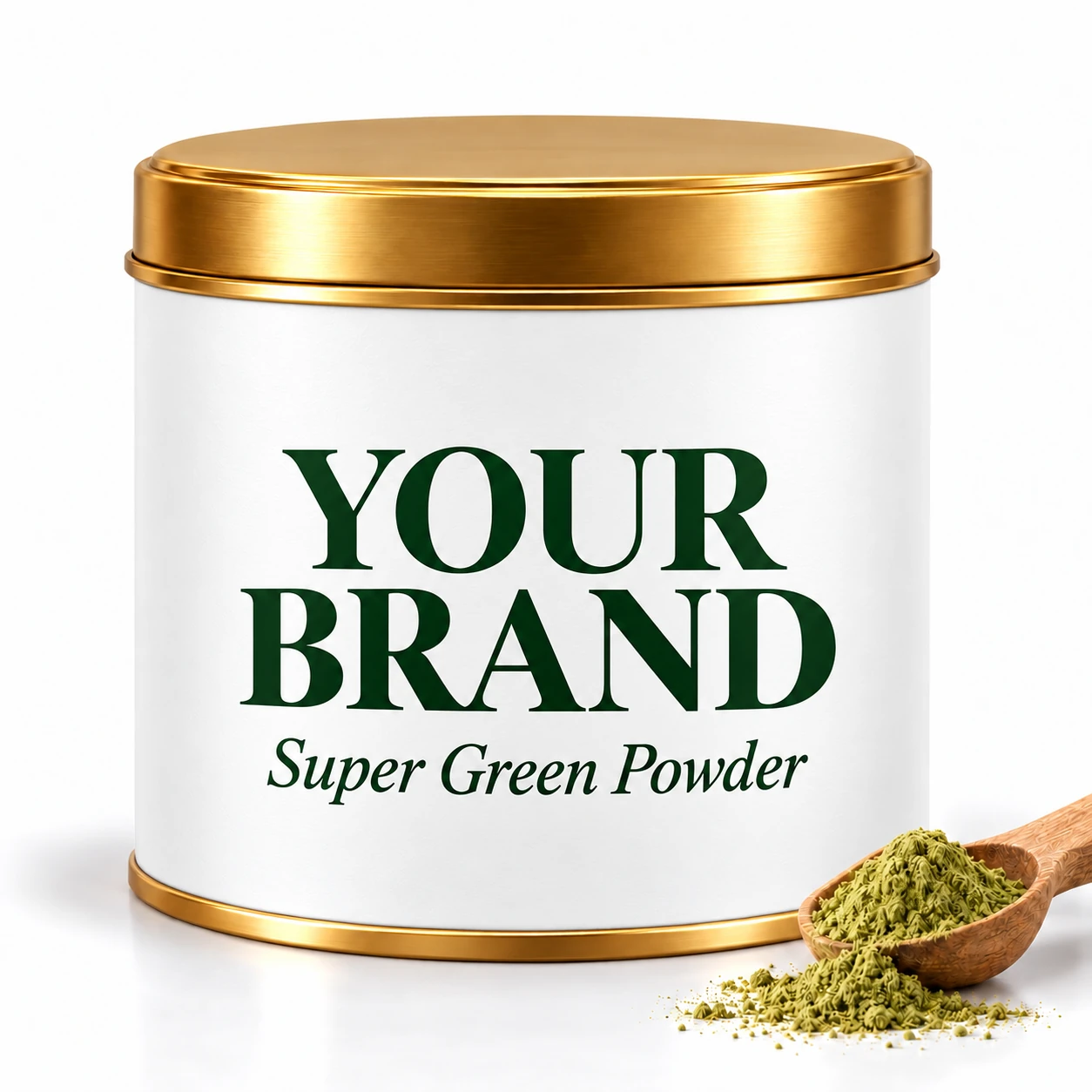 Super Green Powder pure white YOUR BRAND private-label packaging concept