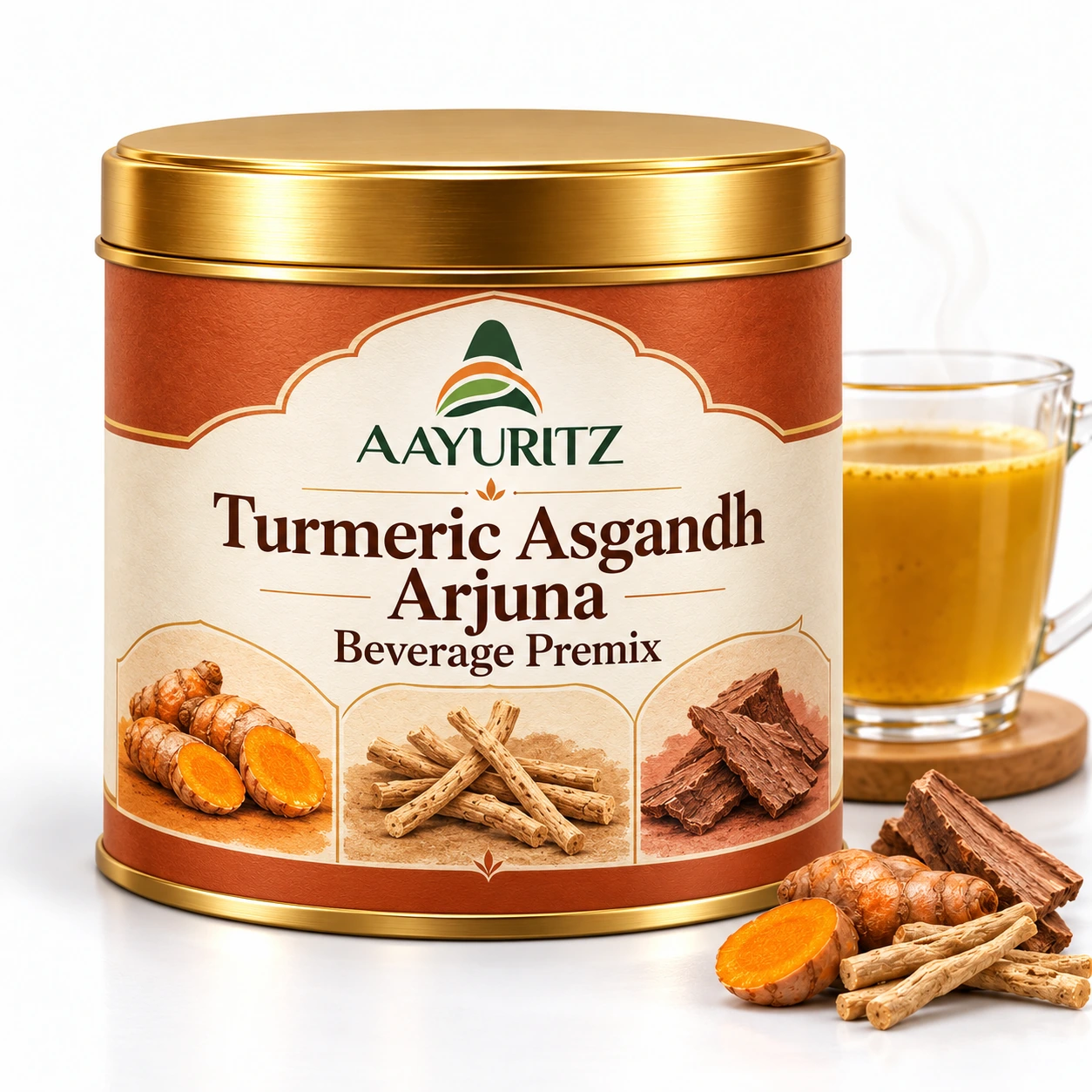 Aayuritz Turmeric Asgandh Arjuna Beverage Premix packaged product